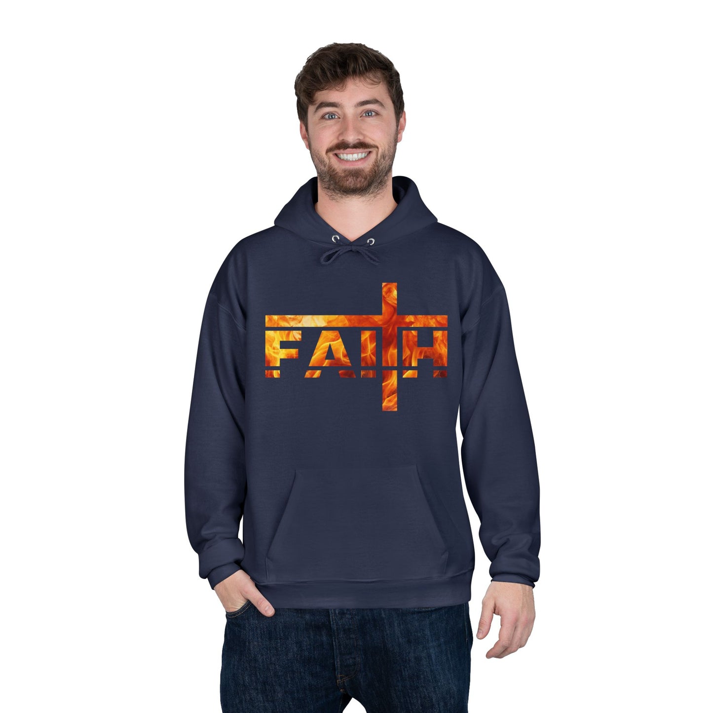 Faith Flamed Unisex Hoodie – Stylish, Sustainable Faithwear