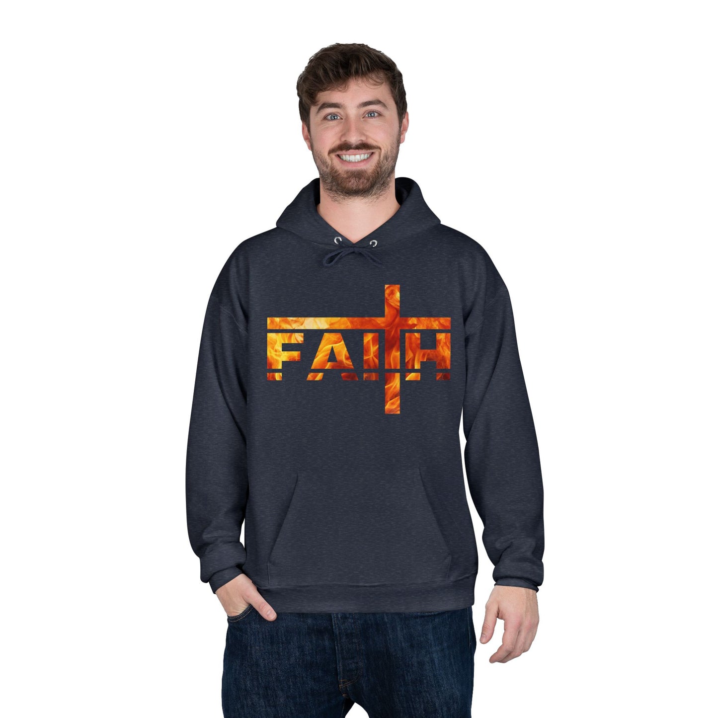 Faith Flamed Unisex Hoodie – Stylish, Sustainable Faithwear