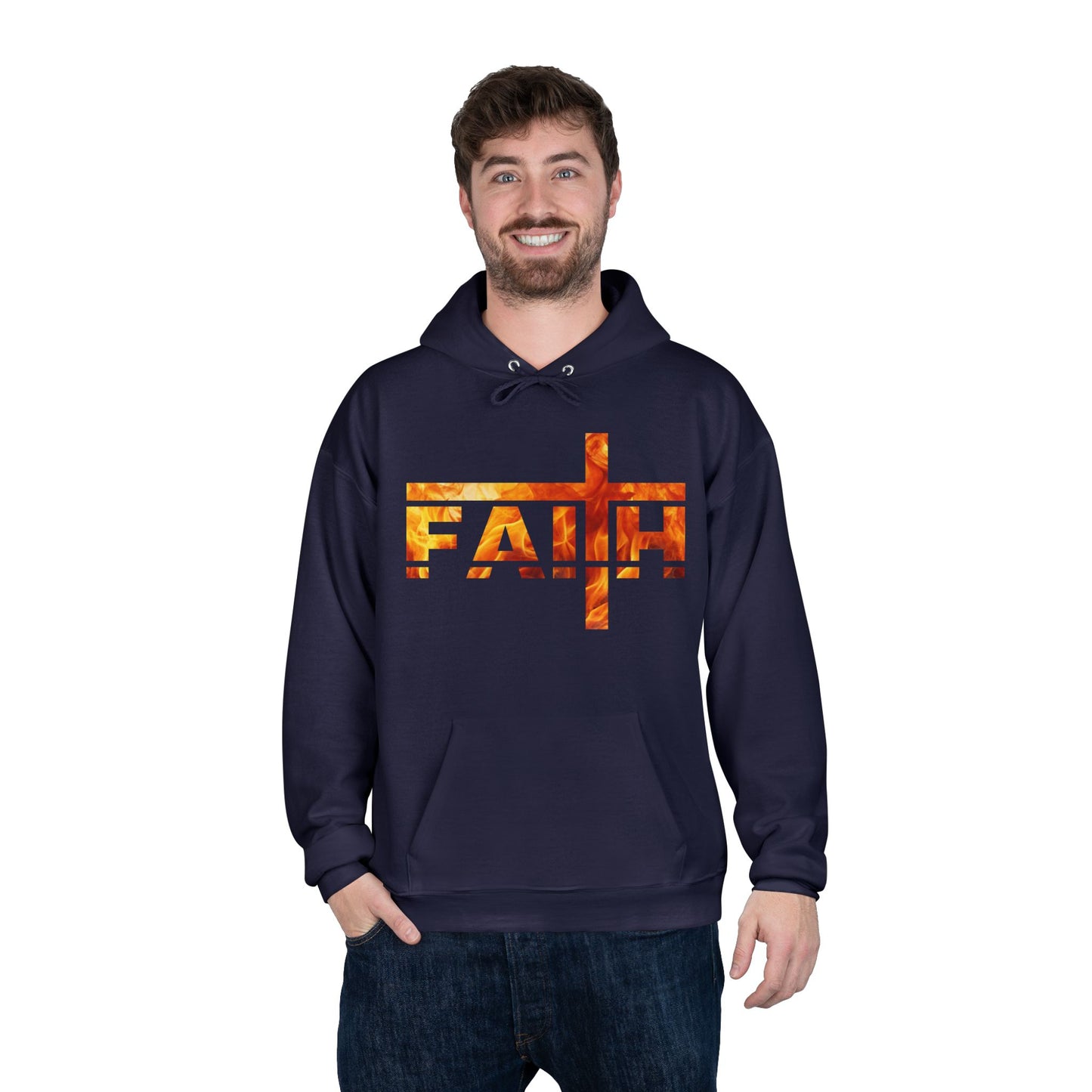 Faith Flamed Unisex Hoodie – Stylish, Sustainable Faithwear