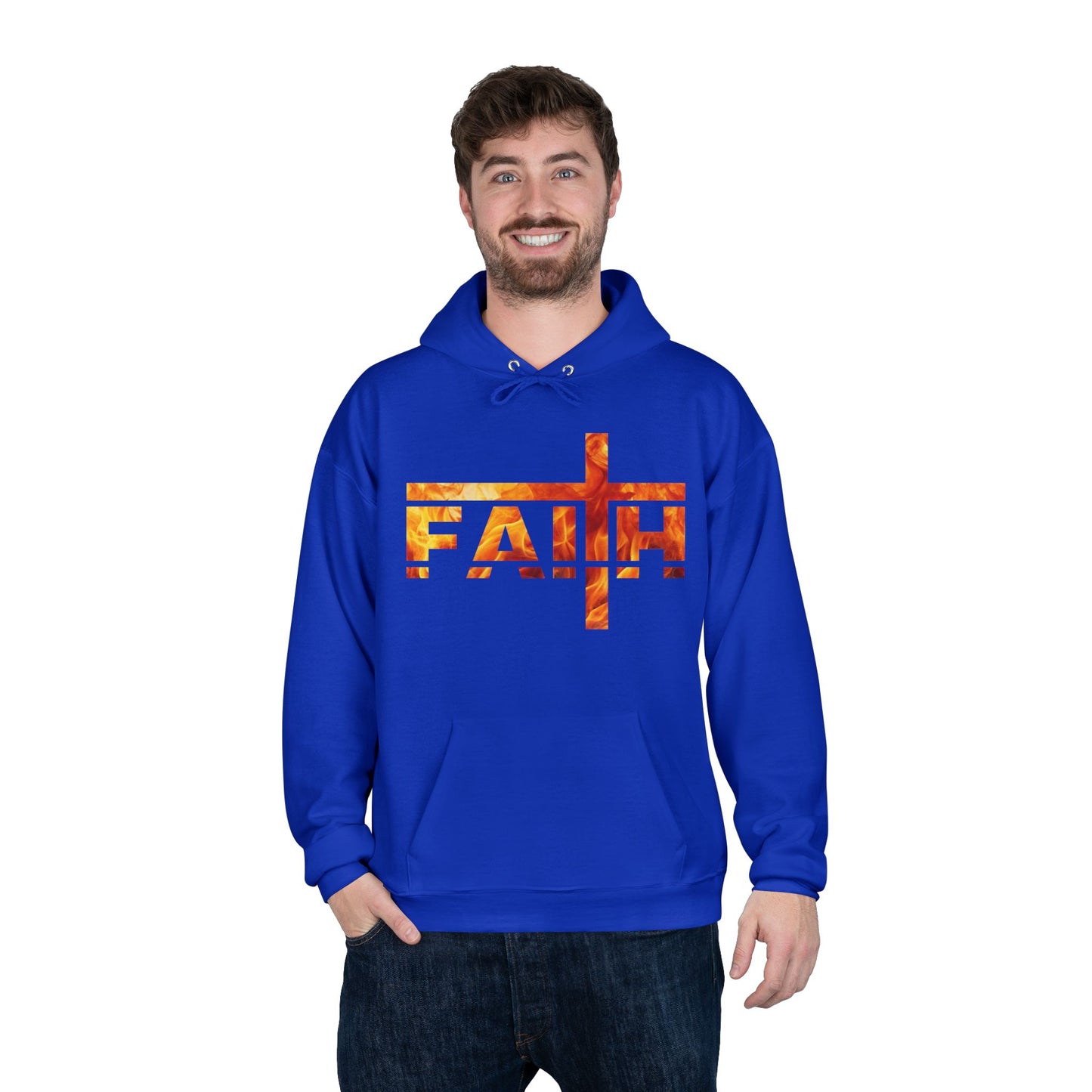 Faith Flamed Unisex Hoodie – Stylish, Sustainable Faithwear