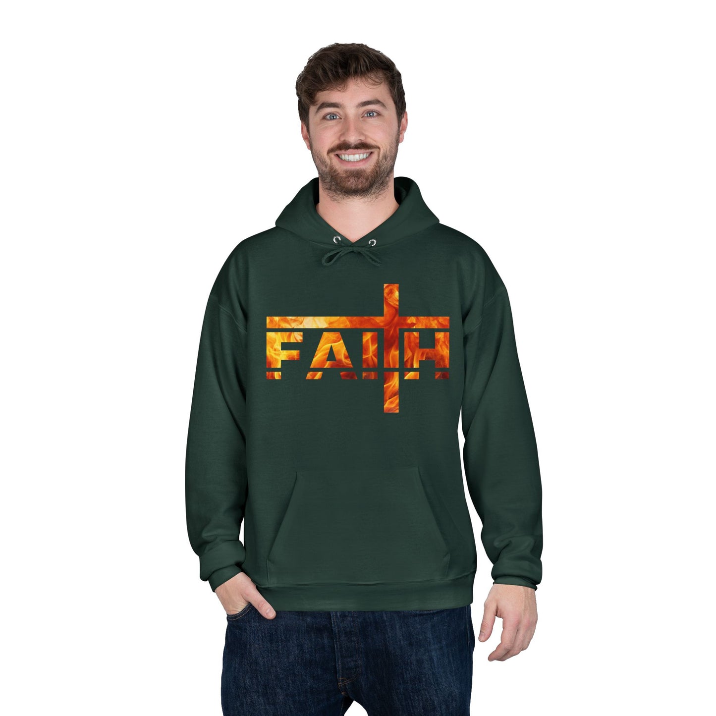 Faith Flamed Unisex Hoodie – Stylish, Sustainable Faithwear