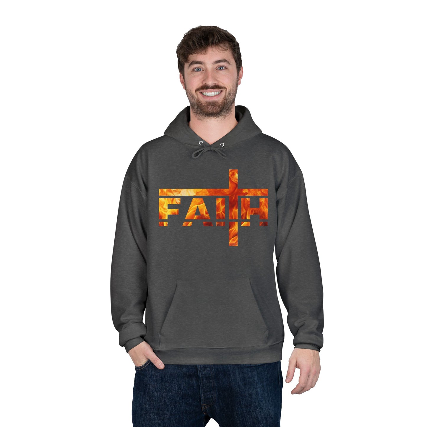Faith Flamed Unisex Hoodie – Stylish, Sustainable Faithwear