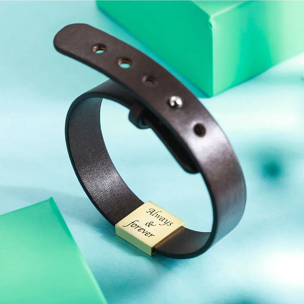 Leren armband - family fingerprints