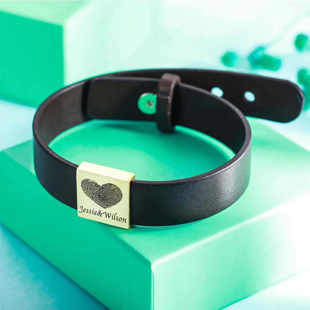 Leren armband - family fingerprints