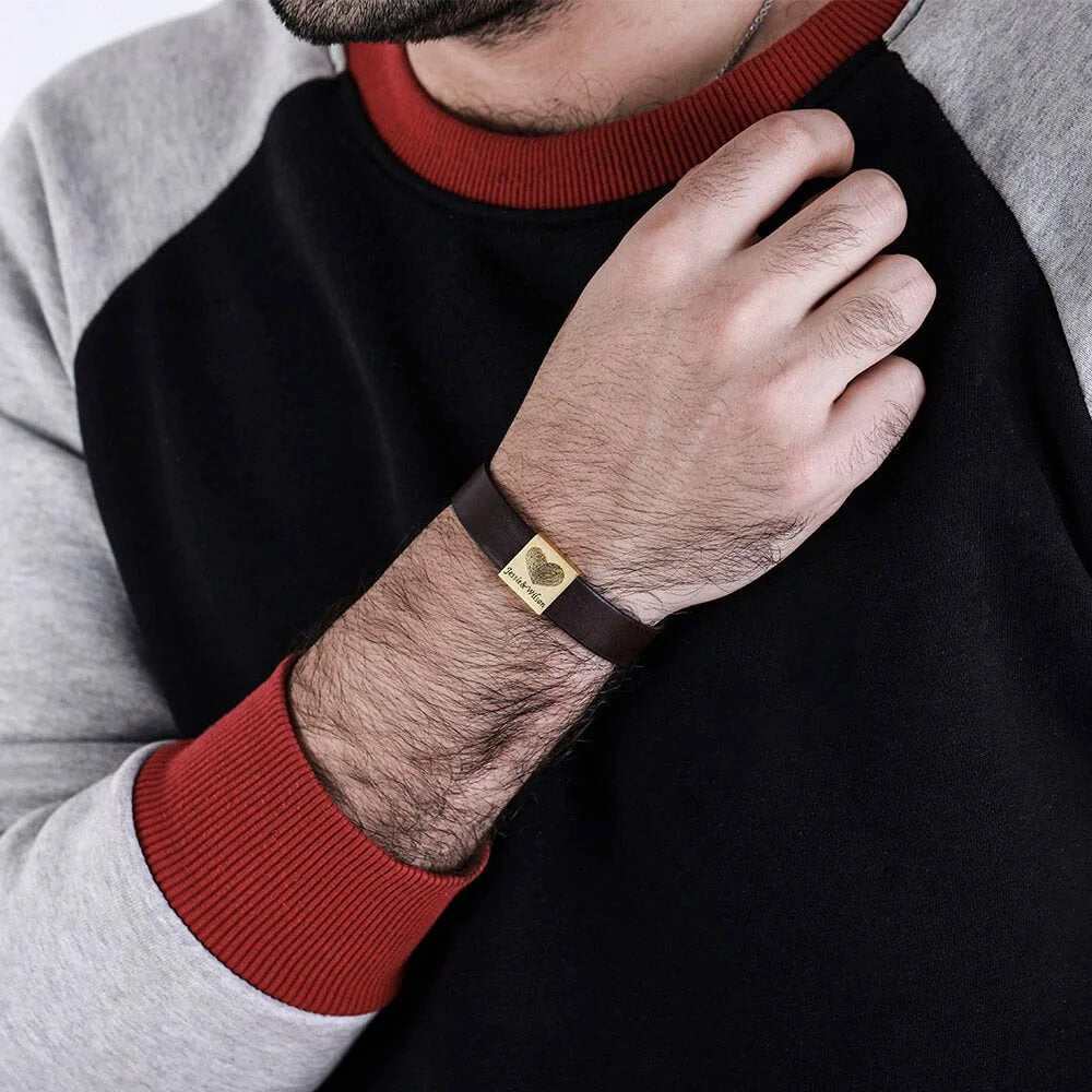 Leren armband - family fingerprints