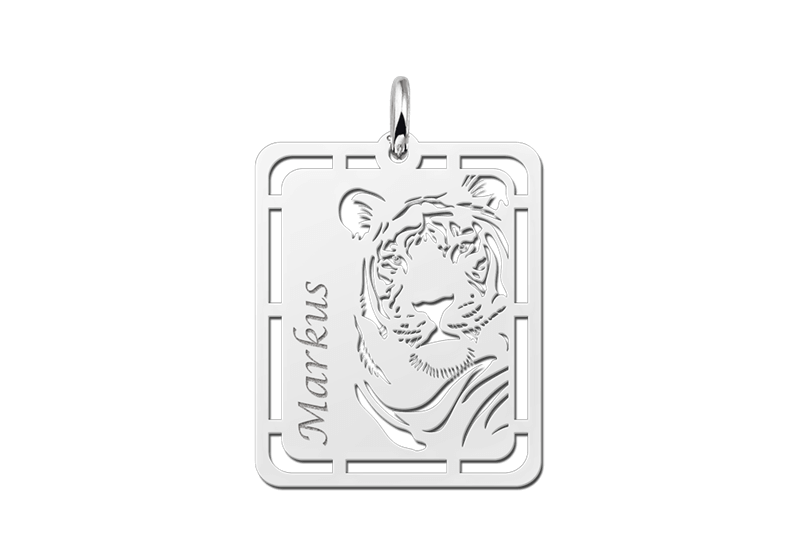 Heren zilveren hanger - animal with name