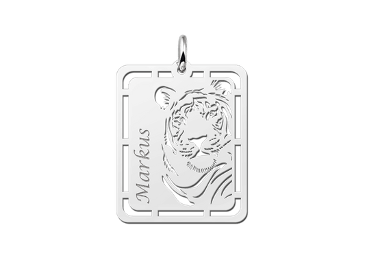 Heren zilveren hanger - animal with name