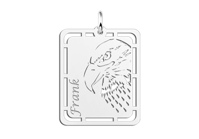 Heren zilveren hanger - animal with name