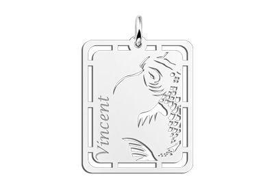 Heren zilveren hanger - animal with name
