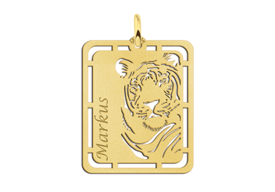 14k Heren gouden hanger - animal with name