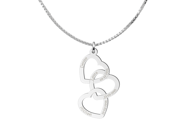 Family necklace - Linked hearts