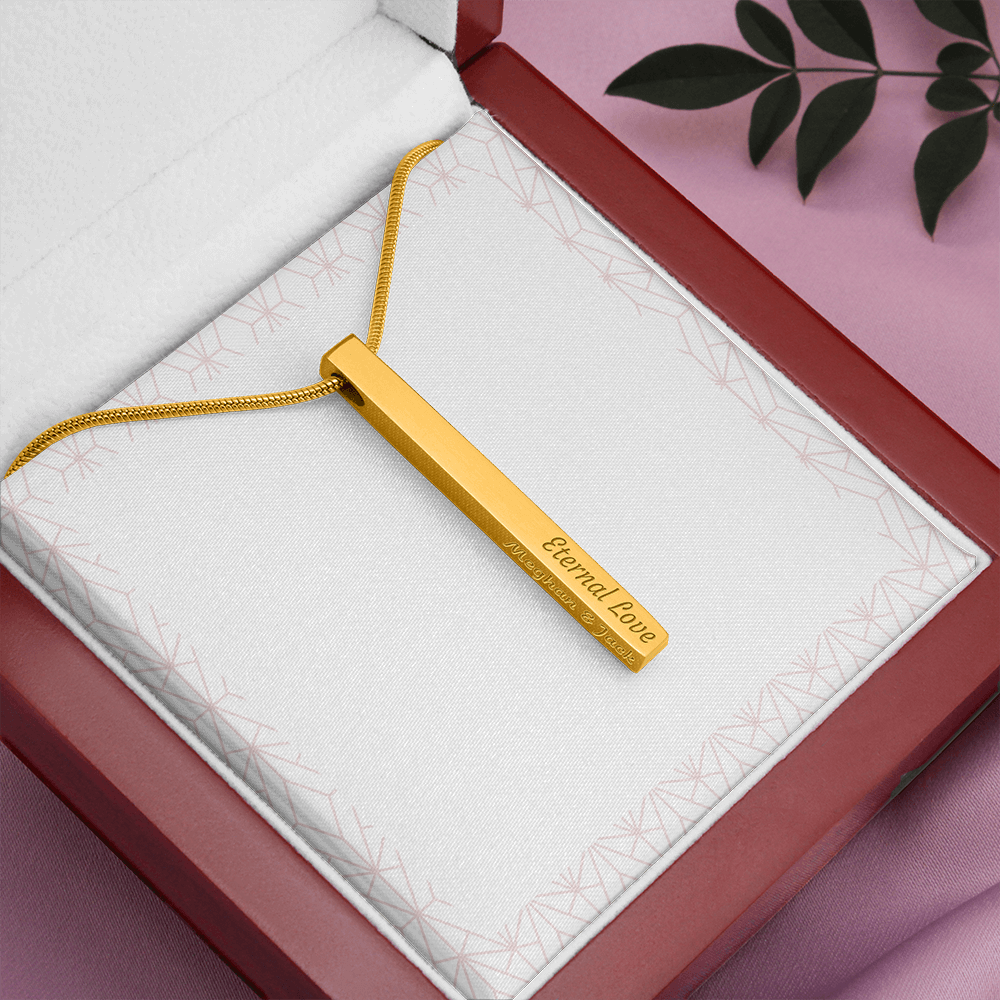 Engraved Bar Necklace – 2 sided Engraved Gift in Silver or Gold