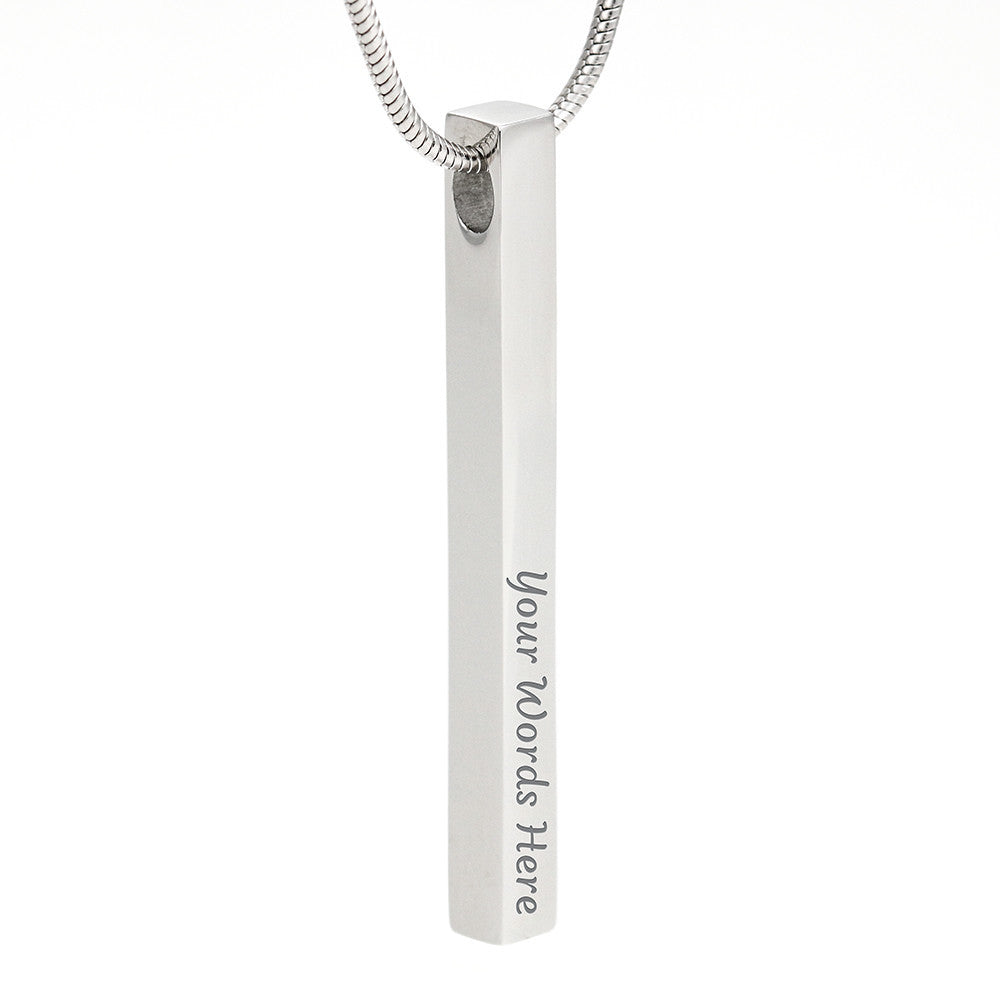 Engraved Bar Necklace – 2 sided Engraved Gift in Silver or Gold
