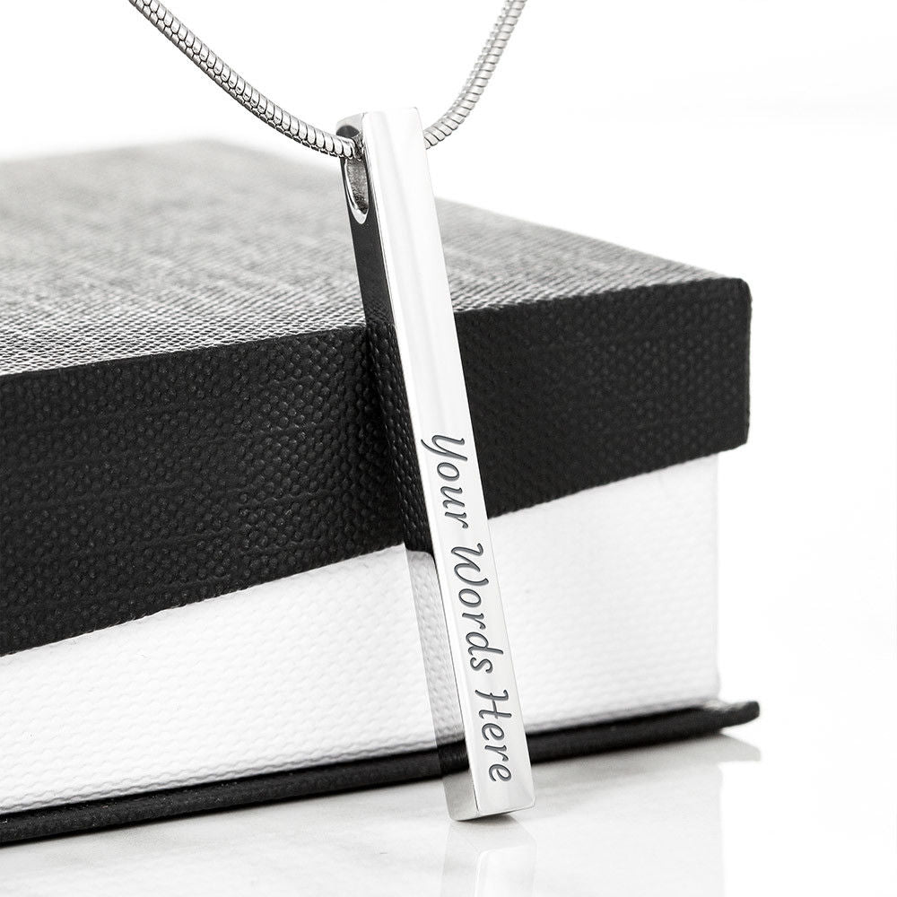 Engraved Bar Necklace – 2 sided Engraved Gift in Silver or Gold