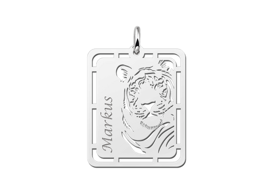 Heren zilveren hanger - animal with name
