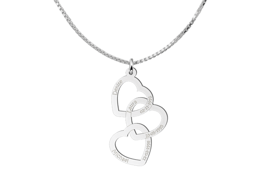 Family necklace - Linked hearts