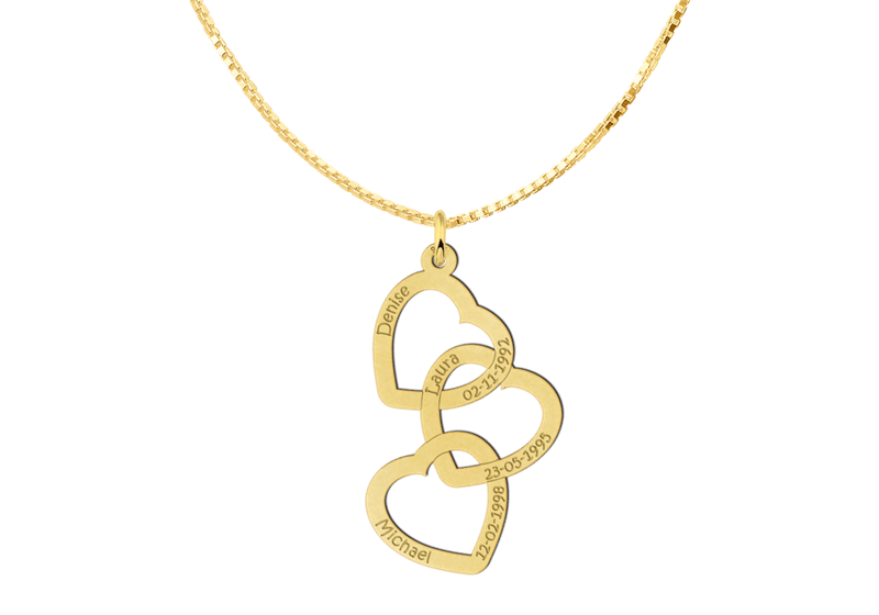 Family necklace - Linked hearts
