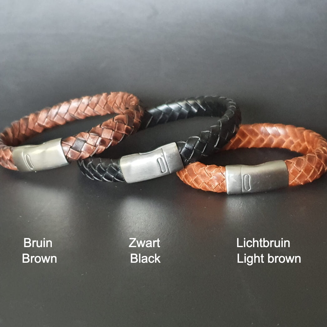 Heren leren armband - brown