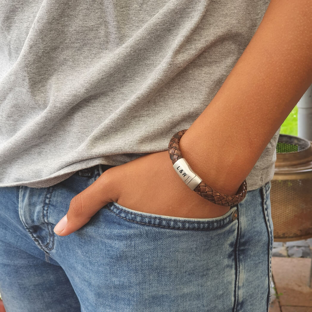 Heren leren armband