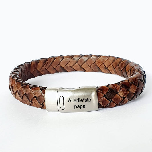 Heren leren armband - brown
