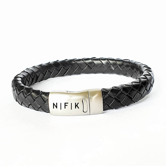 Heren leren armband - black