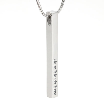 Engraved Bar Necklace – 2 sided Engraved Gift in Silver or Gold